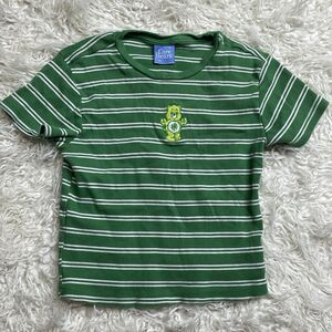 Vintage 90s Green Striped Care Bears Good Luck Bear Ribbed T-Shirt Medium